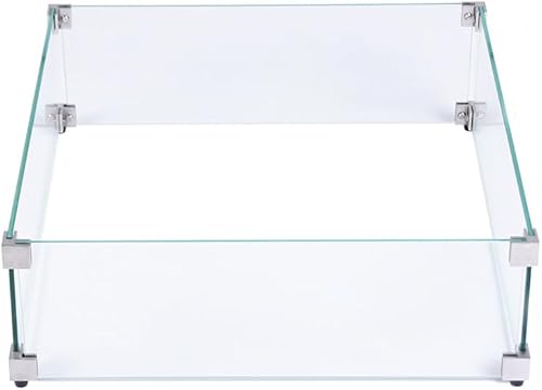 Elementi Pantalla de viento de vidrio para exteriores, protector de viento, cuadrada, transparente, protector de vidrio, pantalla de chimenea,