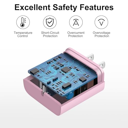 Image of iPhone 17 16 15 Charger Fast Charging 6FT - 20W USB C Charger Block with 6FT Type C to C Cable Compatible with iPhone 17 /17 Pro /17 Pro Max /Air /16 /16e /15, iPad Pro, iPad Air (Pink)