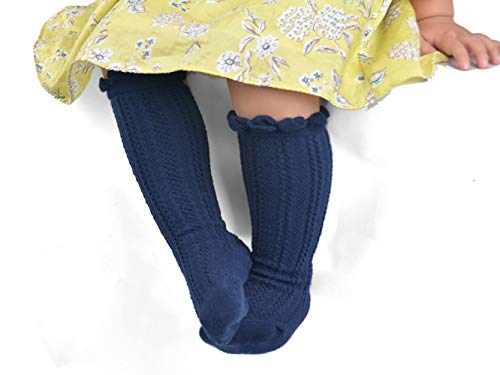 Image of Epeius Baby Girls Boys Cotton Uniform Knee High Socks Tube Ruffled Stockings (Pack of 3 /5)