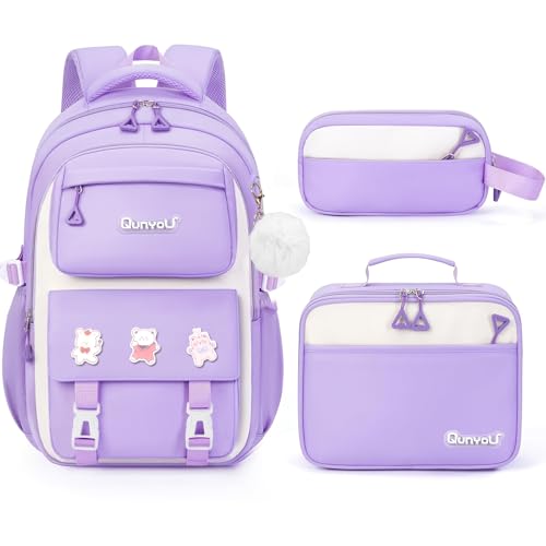 Amythe Set Schulrucksack Mädchen 3. bis 7. Klasse, Schulranzen mit Lunch...