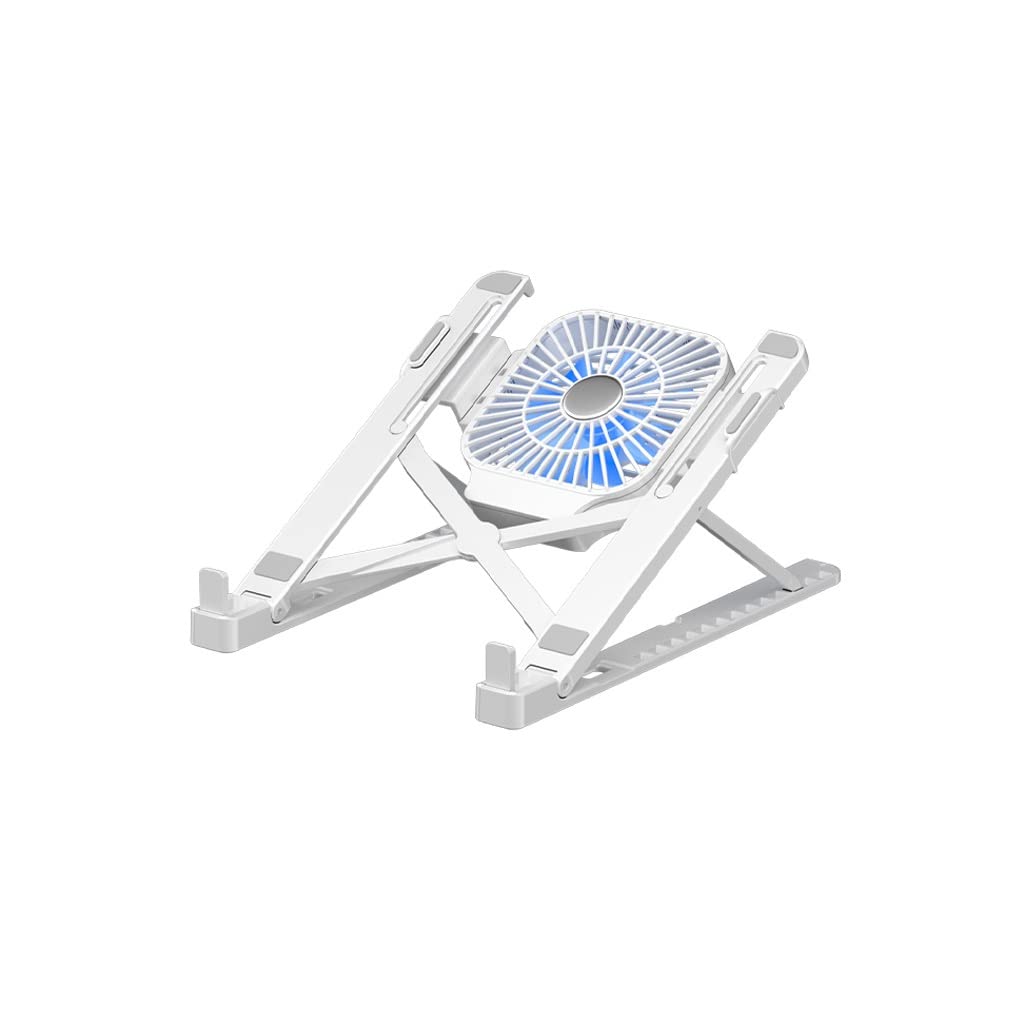 Soporte para computadora portátil plegable con ventilador integrado color blanco