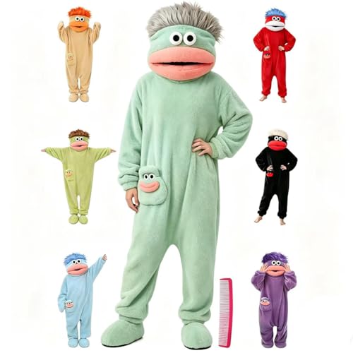 JVZJVZ Big mouth monster onesie monster onesie warm home loungewear plush pajamas funny pajamas (Aqua Green Medium)