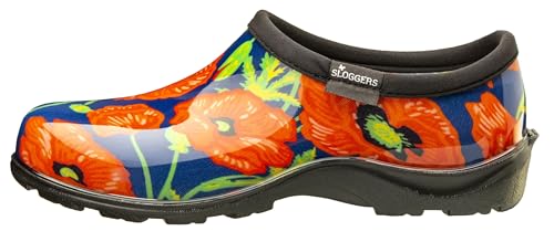 Sloggers Original Waterproof Rain and Garden Shoe for Women– Outdoor Slip-On Garden Clog with Premium Comfort Insole and Arch Support - Bold Poppies Blue, Size 9 - Made in USA with US and Imported Parts by Sloggers - Image 3