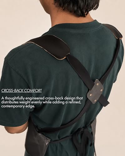 Image of Work Apron - Stylish Cotton Apron with Rip Stop Weave, Waterproof & Breathable Membrane, Durable Tear Resistant, Chef, Kitchen, BBQ, Workshop & Gardening Apron-Forest Green