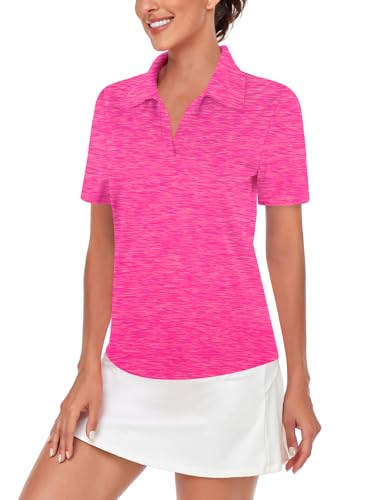 Image of Cucuchy Womens V Neck Golf Polo Shirts Moisture Wicking Sports Workout Tops