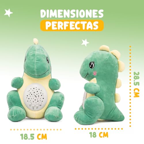 CORALEDA, Peluche de Dinosaurio para Bebes, muñeco Que proyecta Luces y Sonido, Juguetes Bebes 6-12 Meses, Música para Dormir al Bebe con Melodías Relajantes, Dormir al bebé, Regalo de Bautizo niño. - imagen 4