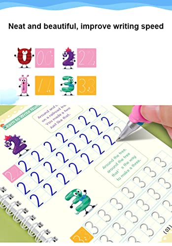 Image of VGRASSP Magic Practice Copybook For Preschoolers, Number & Letter Tracing Book (4 Book + Pen + 10 Refill + Grip)