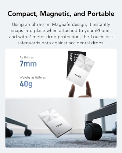 Lexar TouchLock Portable SSD 512GB with One-Touch NFC Encryption Authentication, External Solid-State Drives USB 3.2 Gen2, Magnetic Phone SSD Support for iPhone 17/16, Tablet, PC - Image 5