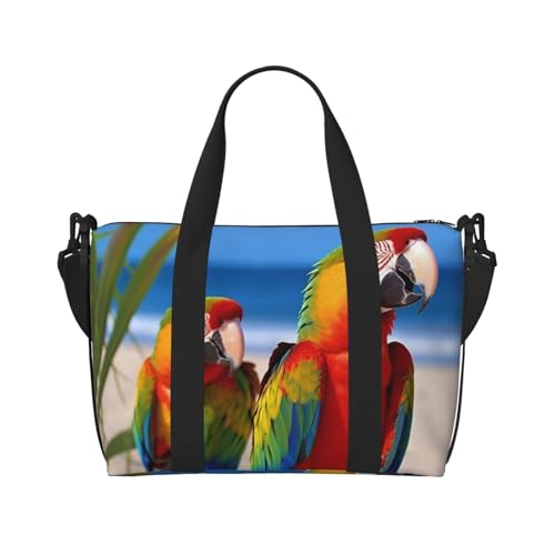Sports Gym Bag for Women Men Travel Duffel Bag Tote Weekender Bag Carry on Overnight Bag for Travel Swimming Fitness Workout Sports Beach parrots Duffle Bag