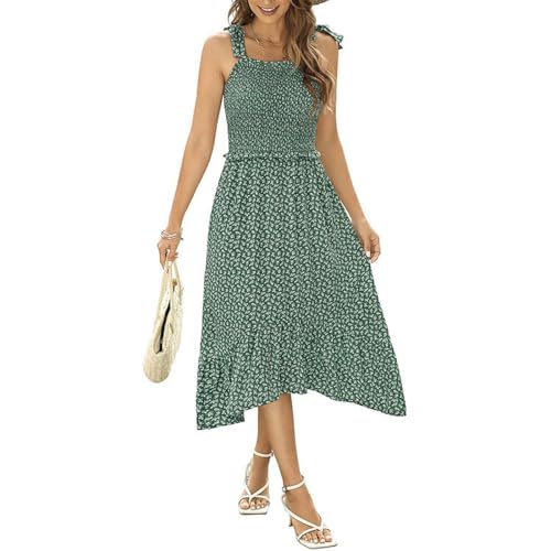 Robe superposée mi-longue d'été fleurie aux finitions soignées