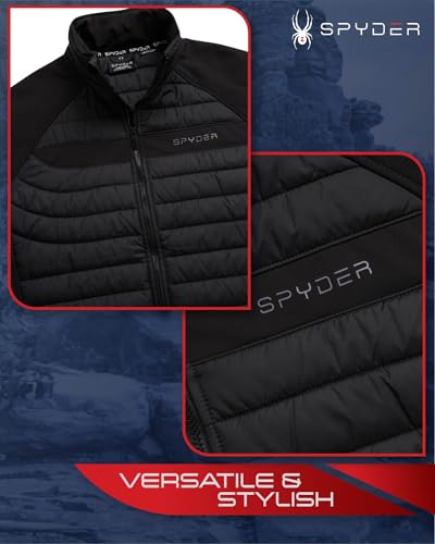 Spyder Men's Active 2fer Jacket - Midweight Insulated Quilted Puffer Bubble Windbreaker with Softshell Sleeves (Sizes: S-XL)4
