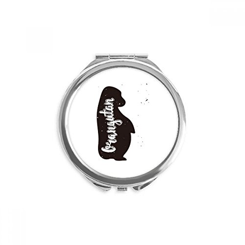 Miroir de poche orangutan noir et blanc miroir de maquillage rond 2,6 pouces