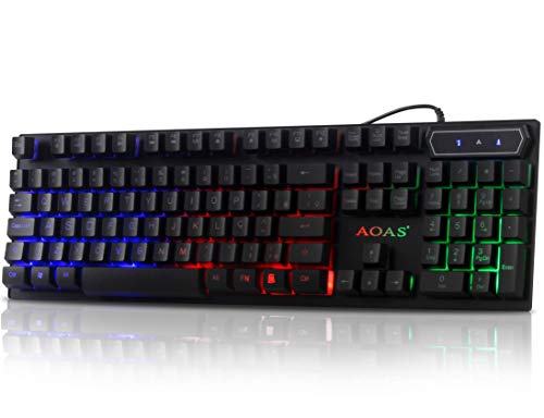 Kit Teclado Semi Mecânico Gamer Multimídia Abnt2 Led Rgb com Mouse 2400dpi Laser Usb Óptico para Pc