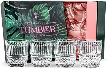 GLASSIQUE CADEAU Vintage Art Deco 1920er Gin Cocktail Longdrinkgläser mit Relief für Caipirinha