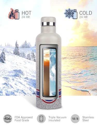 Image of NAUTICA Premium Leak-Proof Insulated Water Bottle - 1pc (Yacht)| 750ml | Stainless Steel Flask with 24 Hours Temperature Retention | Ideal for Travel, Gym, Office Use Oreo Big Printed - Beige /Navy