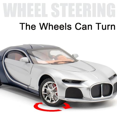Image of 1:24 Scale Model Bugatti Toy Car for Kids Model Atlantic Car Diecast Metal for Kids Light Sound Pull Back Openable Door