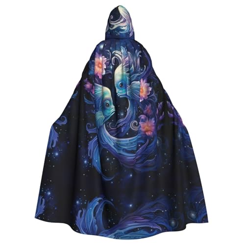 QAZWZML Capa con capucha de Halloween con dos peces en el profundo, Pascua, carnaval, capa de cosplay, baile de máscaras y bata de fiesta temática.
