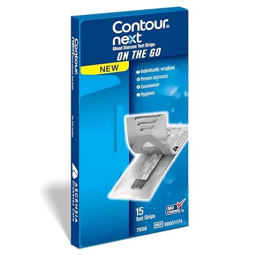 Contour Next Blood Glucose Test Strips for Diabetes – 15 Ct (1 Pack) – Accurate, No Coding, Second-Chance Sampling, Easy Blood Sugar Testing Strips On the Go, Works with All Contour Next Meters
