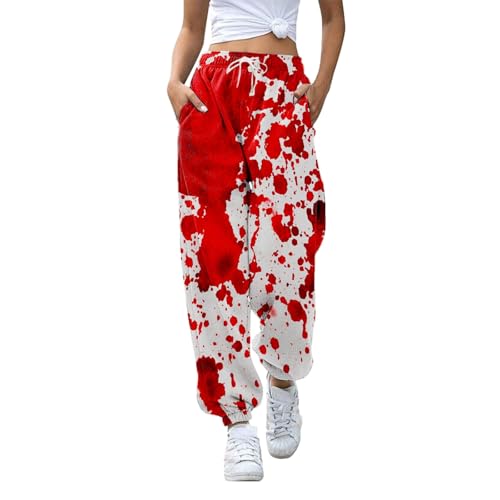 Pantalones de chándal mujer holgados con estampado de Halloween para planes casuales en otoño