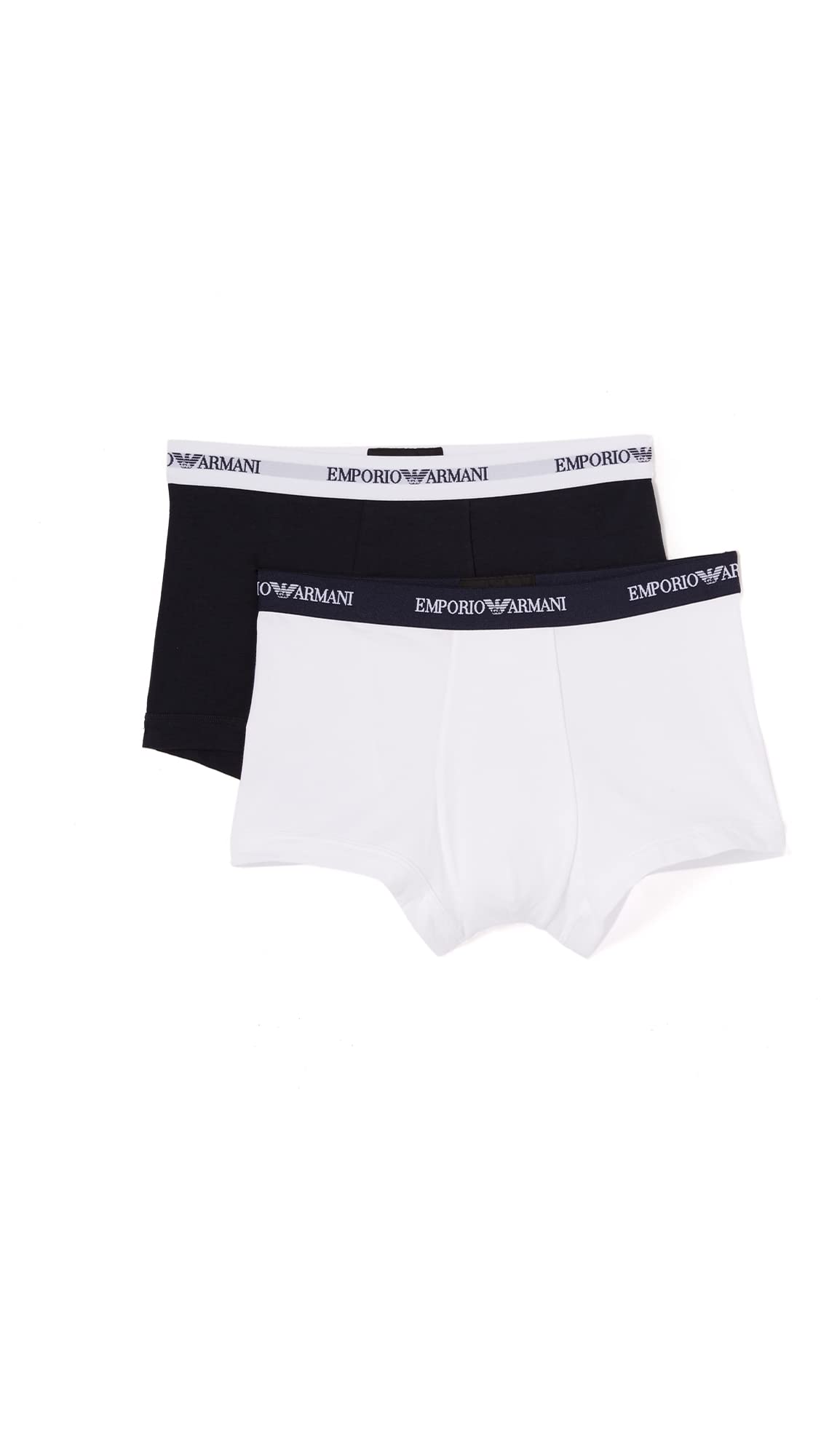 Emporio Armani Men's Basic-Essential Core Logoband 2-Pack Boxer Underwear, White/Navy, XL (Pack of 2)