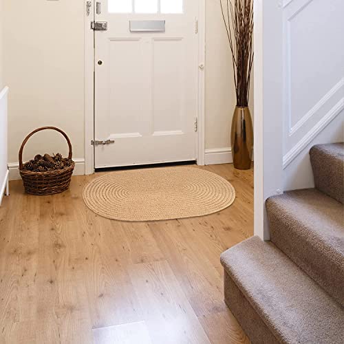 Image of Home Handwoven Jute Door mat, Natural Fibres, Braided Reversible Door mat for Bedroom Living Room Dining Room 2 Piece (13X21 INCH Door MAT)