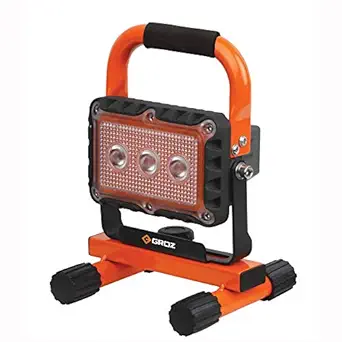 Groz 9W LED Rechargeable Worklight with Magnetic Base | Dual Color Output: White, Amber | CE & RoHs Certified | 500 Lumens | IP65 Rated | LED/650