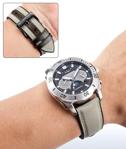 Image of BINLUN Nylon Silicone Watch Bands 18mm 19mm 20mm 21mm 22mm Quick Release Canvas Rubber Hybrid Watch Strap Replacement Watchband for Men Women 9 Colors Silver /Black Buckle