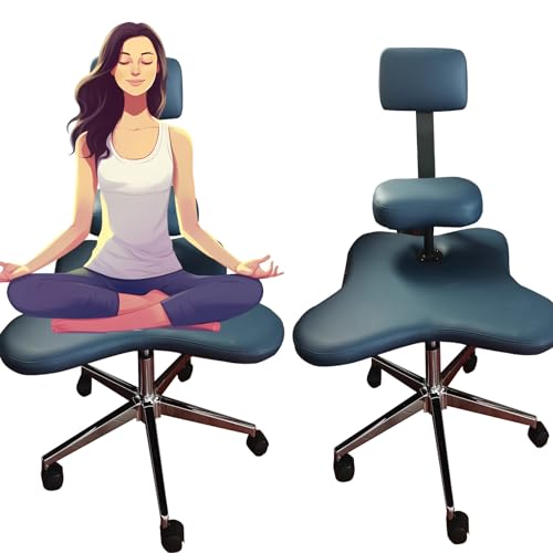 Elitix Kniestuhl Ergonomische Kreuzungsstuhl mit Gekröntem Bein mit Rädern, Verstellbare Meditationshocker -Sitzplätze Armless, Erwachsene Schreibtischsitz, um Kreuzbein zu Sitzen (Color : Blue)