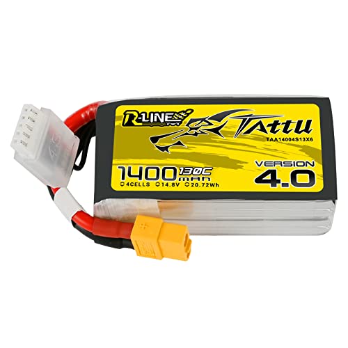 TATTU R-Line Version 4.0 4S Lipo Battery 14.8V 130C 1400mAh Lipo Battery Pack with XT60 Plug for Racing