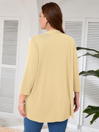 Image of AusLook Women's Plus Size Lightweight Open Front Cardigan 3 /4 Sleeve Cover Ups Shrugs Shawls and Wraps Kimono Jacket Coat