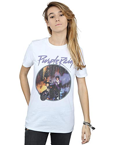 Image of Prince Women's Purple Rain Distressed Boyfriend Fit T-Shirt White XX-Large