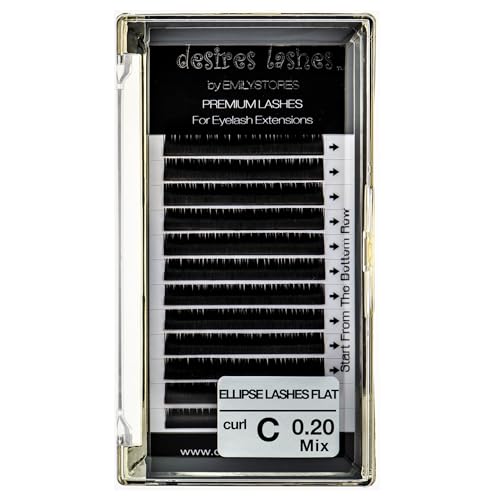 DESIRES LASHES By EMILYSTORES Ellipse Eyelashes 0.20mm Thickness C Curl Length Mixed 8-14mm Flat Lashes Extensions Individual Volume So-Soft For eyelash Extension(Ellipse,Flat 0.20,C,Mixed 8-14mm)