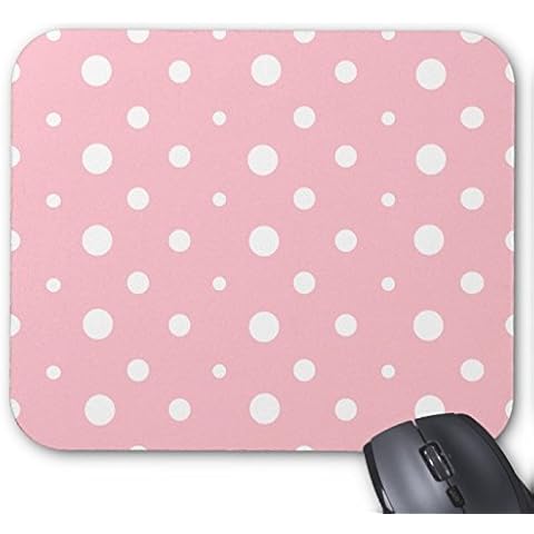 Pink and White Polka Dots Pattern Rectangle Non-Skip Rubber Computer Mouse Pad Office Mouse Mat Pad Cover