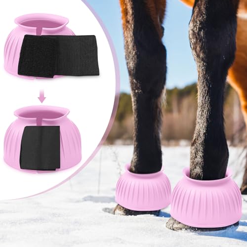 Image of Abbylike Bell Boots for Horses 1 Pair /2 Pair Available, Protect Against Hoof Impact Trauma, Rubber Bell Boots Horse Care for Turnout, No Rub Design Wrap Hook and Loop