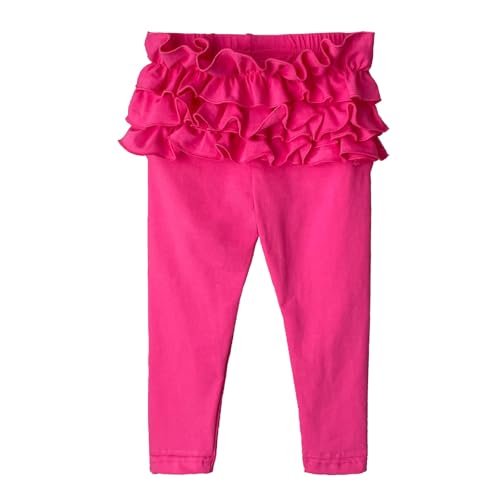 Image of HOOLCHEAN Baby Toddler and Little Girls Ruffles Buttocks Leggings Solid Color Pants