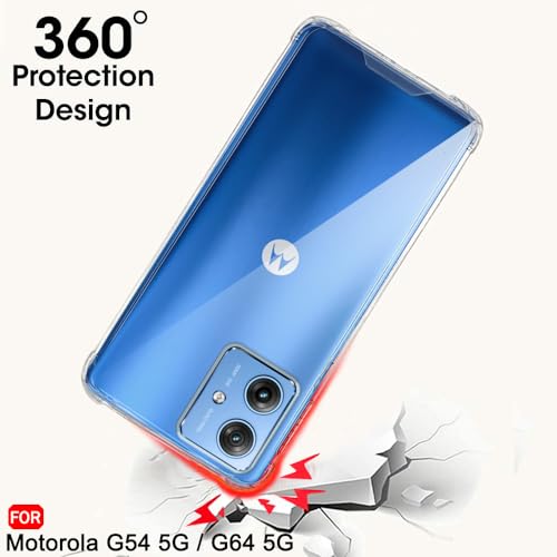 Image of TheGiftKart Crystal Clear Back Cover Case for Motorola Moto G54 5G / G64 5G | 360 Degree Protection | Shock Proof Design | Transparent Back Case for Moto G54 5G / G64 5G (PC & TPU, Transparent Bumper)