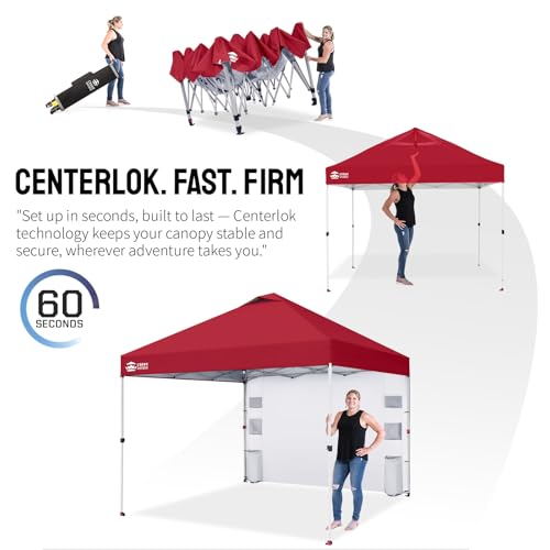 Image of CROWN SHADES Canopy Tent 10x10 Pop Up Canopy with Side Pockets, Red