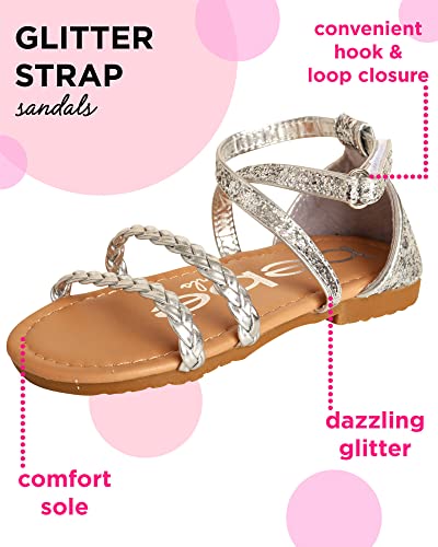 bebe Toddler Girls’ Sandals – Leatherette Braided Glitter Gladiator Sandal (5T-10T)2