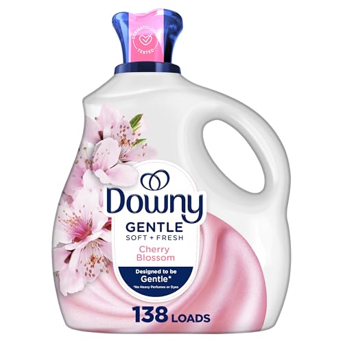 Downy Gentle Soft + Fresh Fabric Softener Liquid, Cherry Blossom Scent, 93 FL OZ, 138 loads, Liquid Fabric Softener Designed to be Gentle on Skin