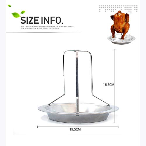 Fewear Beer Can Chicken Holder Chicken Grill Pan Stainless Steel Rack Stand Chicken Roasting Rack Pan Chicken Cooking Rack with Pan for Grill Oven BBQ (Silver)