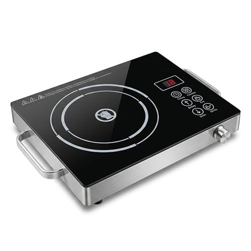 Drumstone 2500W Infrared Cooktop with Touch Control, Crystal Glass Electric Stove, Portable Countertop Burner, Works with All Cookware, Auto Shut-Off & Overheat Protection for Home & Office