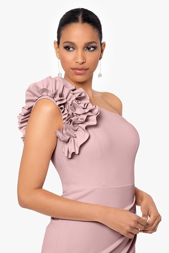 Xscape Women's Long One Shoulder Ruffle Scuba Crepe Dress (Standard & Petite)4