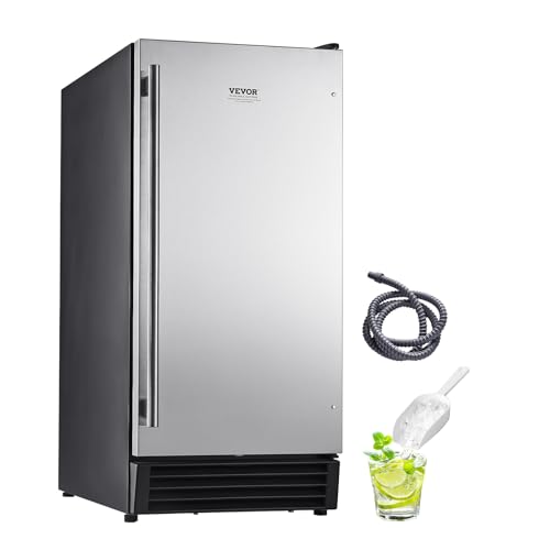 Image of VEVOR Undercounter Built-in Ice Maker, 50 Lbs/Day Under Counter Ice Maker Machine with Drain Pump, Reversible Door, Stainless Steel Freestanding Ice Maker for Commercial Home Kitchen