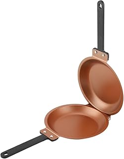 Yosoo Health Gear Cast Iron Skillet, 19cm / 7.5in Frying Pan Non Stick Pancake Maker, Double Side Grill Pan, Egg Frying Pan, Omelette Pan, Round Egg Skillet, Flat Griddle Household Kitchen Cookware