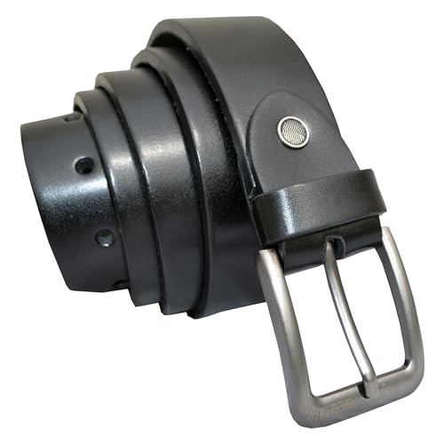 Men's Genuine Leather Belts Mens Work Casual Dress Jeans Men Belt Metal Buckle 1.5" in Gift Box Size 32 to 484