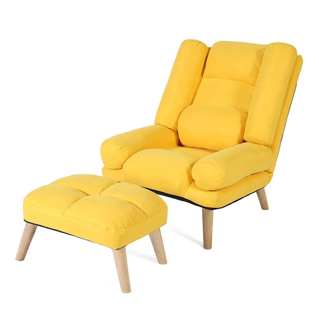 RILOOPRecliner Chair Adjustable Arm Chair Accent Chairs for Living Room, Armchair Lazy Susan Ergonomic Office Chair Dormitory Bedroom Elderly Sofa Chair with Foot Rest/Yellow
