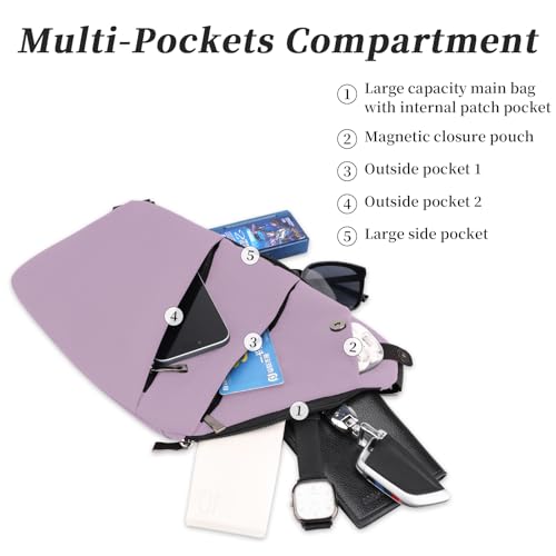 Image of Anti Theft Crossbody Bag,Sling Bag for Women Men,Multi-pocket Chest Shoulder Bag for Travel, Sport, Work
