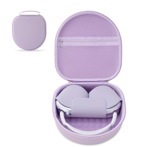 Case for Apple Airpods Max 2/ Airpods Max Headphones Travel Portable Headphone Hard Case Cover Bag Mesh Pouch with Zipper for Charger and Accessories (Purple)