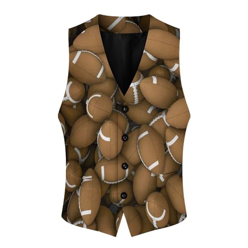 American Footballs Men's Suit Vest Slim Fit V-Ncek Waistcoat Business Casual Vest4