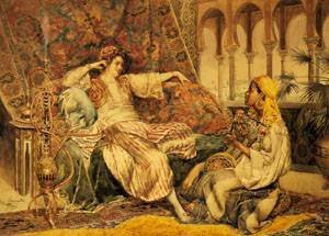 Peinture à l'huile Ettore Simonetti tableau de maître The Serenade in The Palace